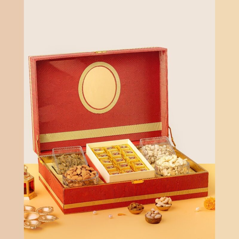 Royal Jumbo Dry Fruit & Sweets Box 1.01kg Royal Jumbo Dry Fruit & Sweets Box 1.01kg – Dry Fruit Bites Mix, Raisins, Salted pistachios, Cashews