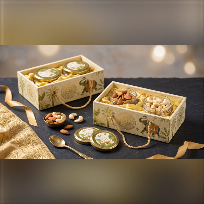 Dry Fruit Jar Gift Bag 200g Dry Fruit Jar Gift Bag 200g – Diwali gift box