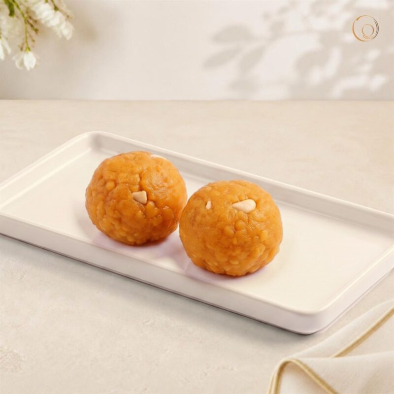 Bundi Laddu on a serving tray